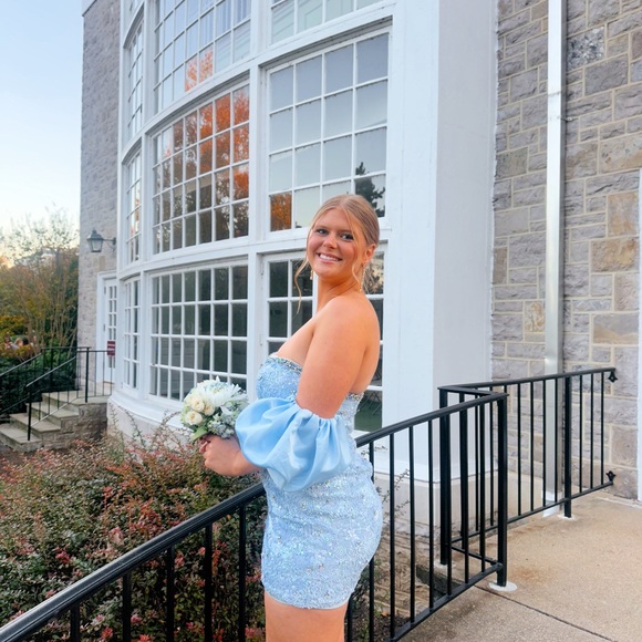 AVA PRESLEY STYLE 28204 BLUE FORMAL DRESS - Picture 4 of 4